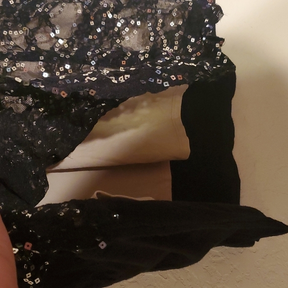 VTG Y2K Wet Seal 2x black sheer sequins tank top with sheer undershirt - Picture 3 of 11